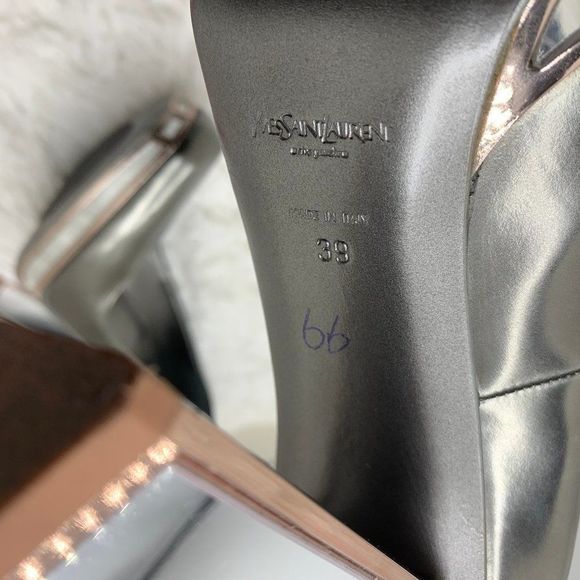 Yves Saint Laurent Mirror Pumps YSL Heels Silver Pewter Vintage mirrored vtg 8.5 - Picture 8 of 14